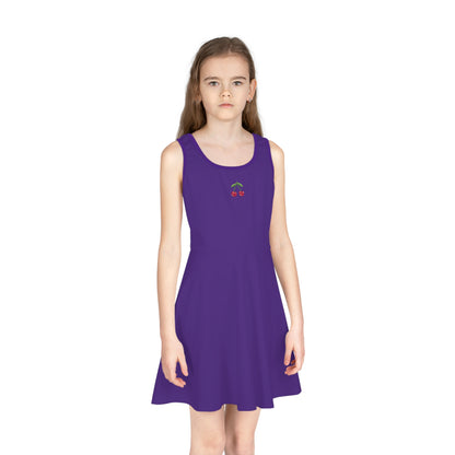 Girls' Purple Sleeveless Sundress (AOP)