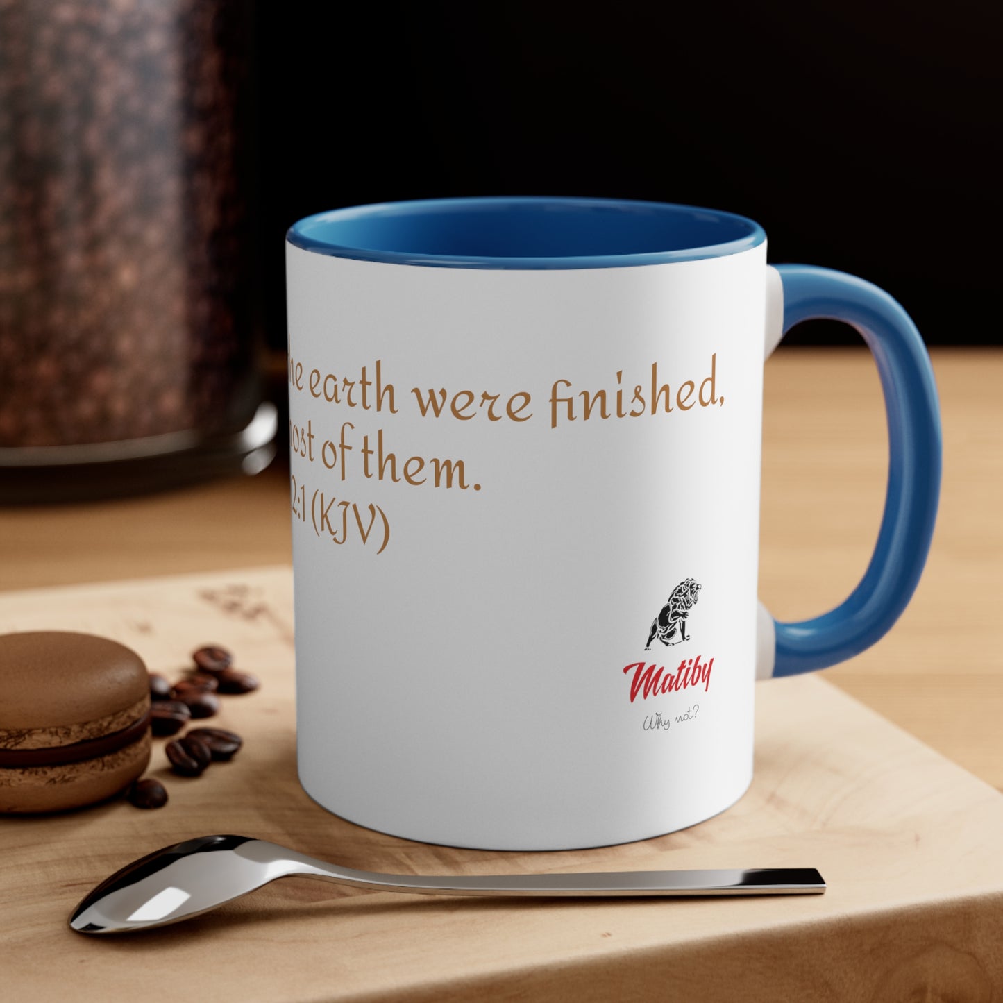 Bible Speaks Gen 2:1 Accent Mug, 11oz