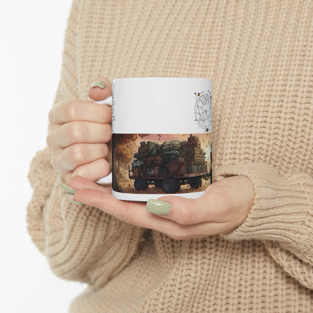 Adventure 4x4 Trucks #4, The Roving Barber White Ceramic Mug — Find Your Path To The Essentials Cup (11oz & 15oz)