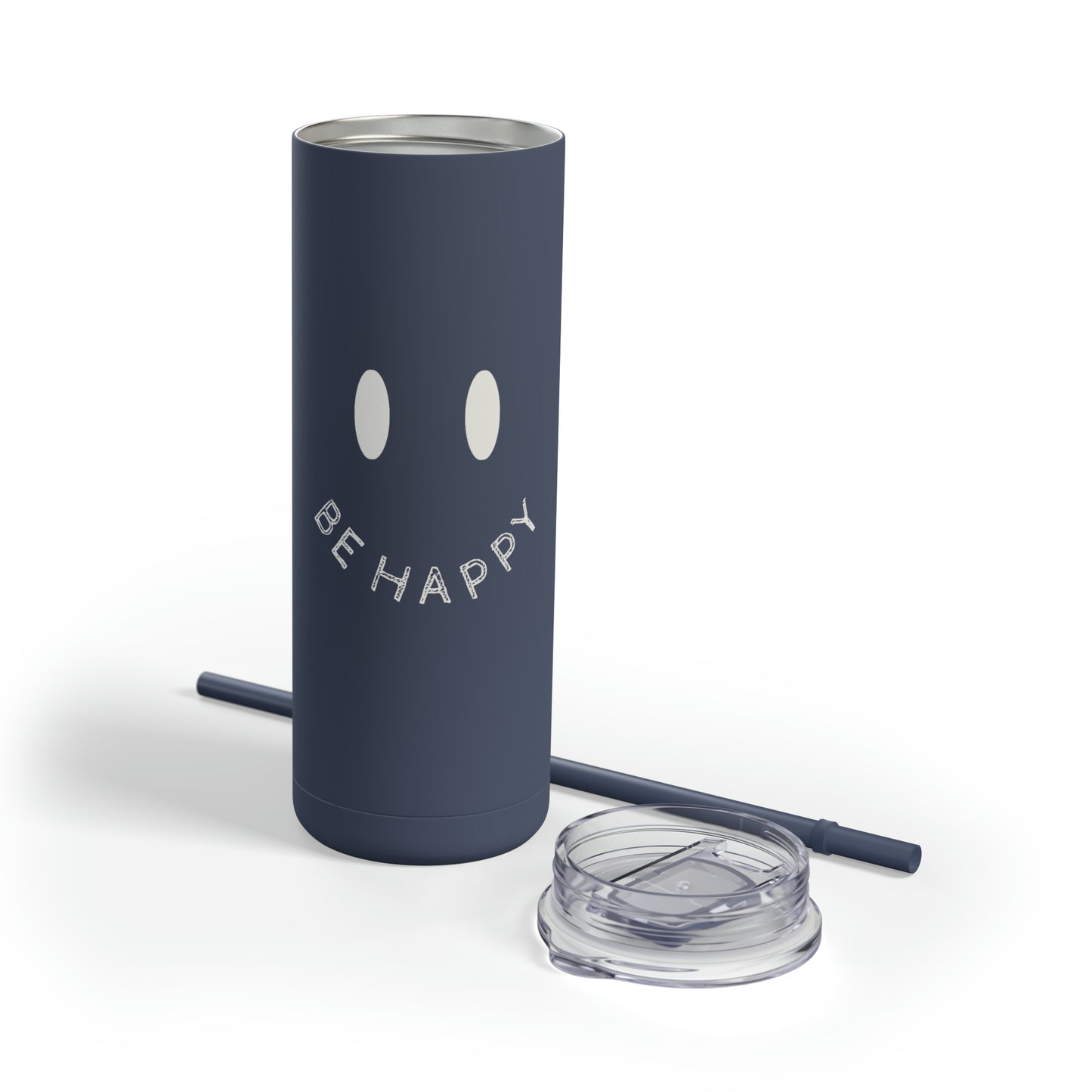 "Be Happy" Smiley Face Maars Maker Skinny Matte Tumbler, 20oz