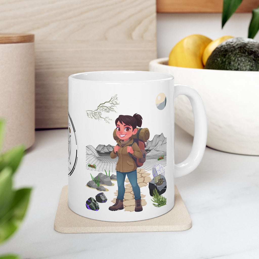 Enjoy Life, Exploration, Creativity, Companionship & Nature White Ceramic Mug — Find Your Path To The Essentials Cup (11oz & 15oz)