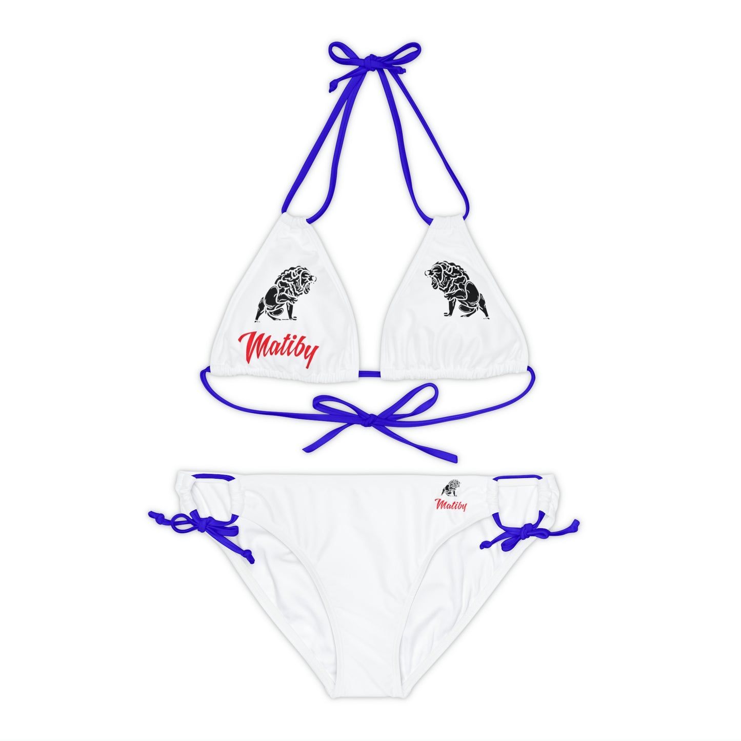 Matiby White Strappy Bikini Set (AOP)