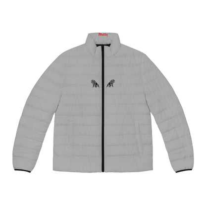 Men's Light Grey Puffer Jacket (AOP)