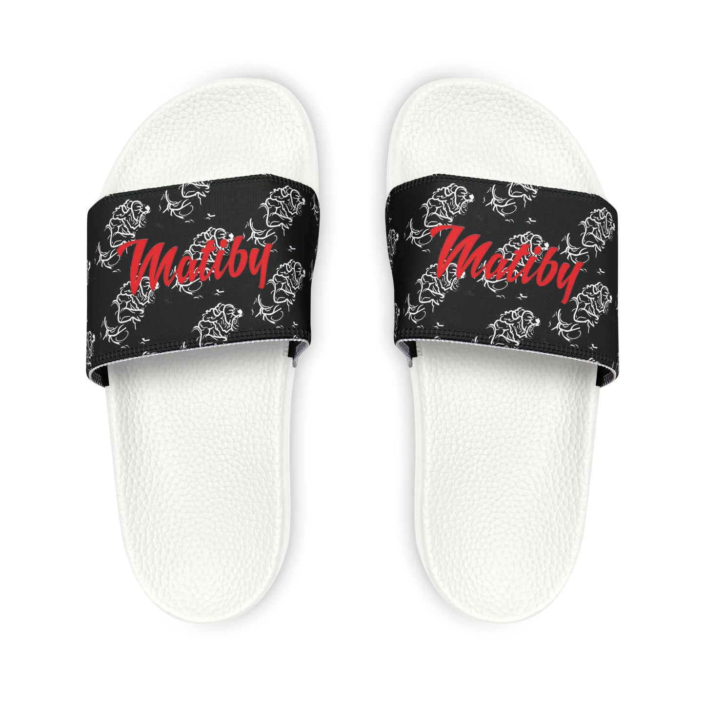 Matiby Lion Men's Black PU Slide Sandals