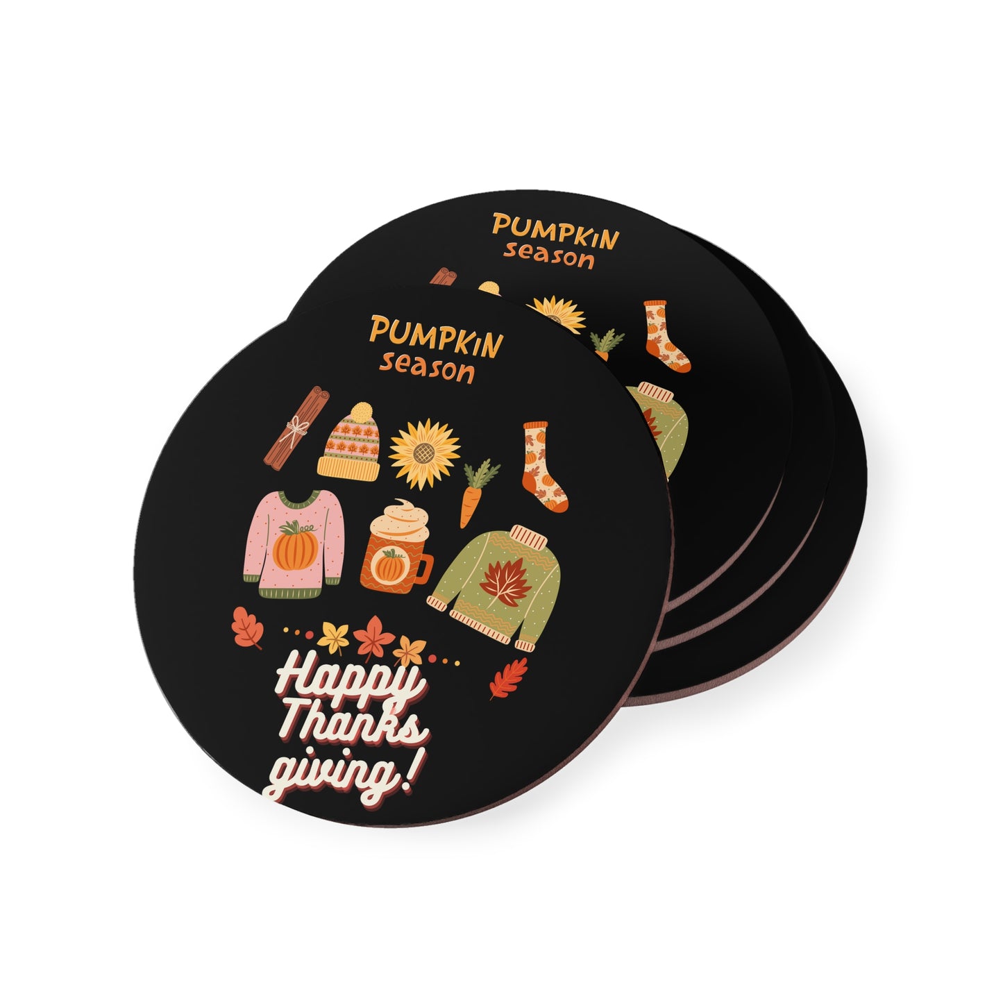 Journeys Autumn Seasons of Change Coaster Black, Gifts for the Holidays, Seasonal Coasters, Coasters for All Occasions, Thanksgiving PumpkinCoaster