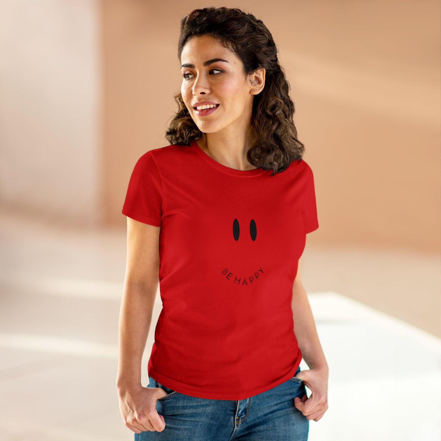 Women's Be Happy Midweight Cotton Tee