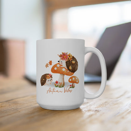 Journeys Cute Hedgehog Autumn Vibes Gift Ceramic Mugs, Gifts for Pet Lovers, Mugs for Hedgehog Lovers, Cute Seasonal Mugs, Mug for All Occasions, Thanksgiving Mug