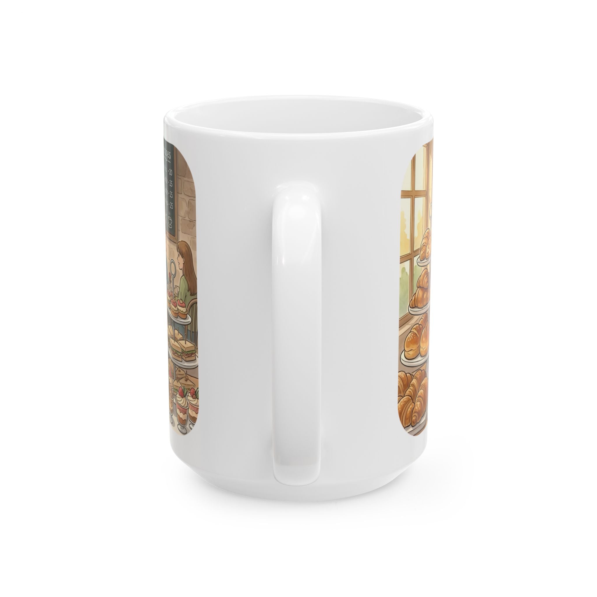 Cat-Astrophe Café White Ceramic Mug — Cute Cat Bakery Date Cup (11oz & 15oz)