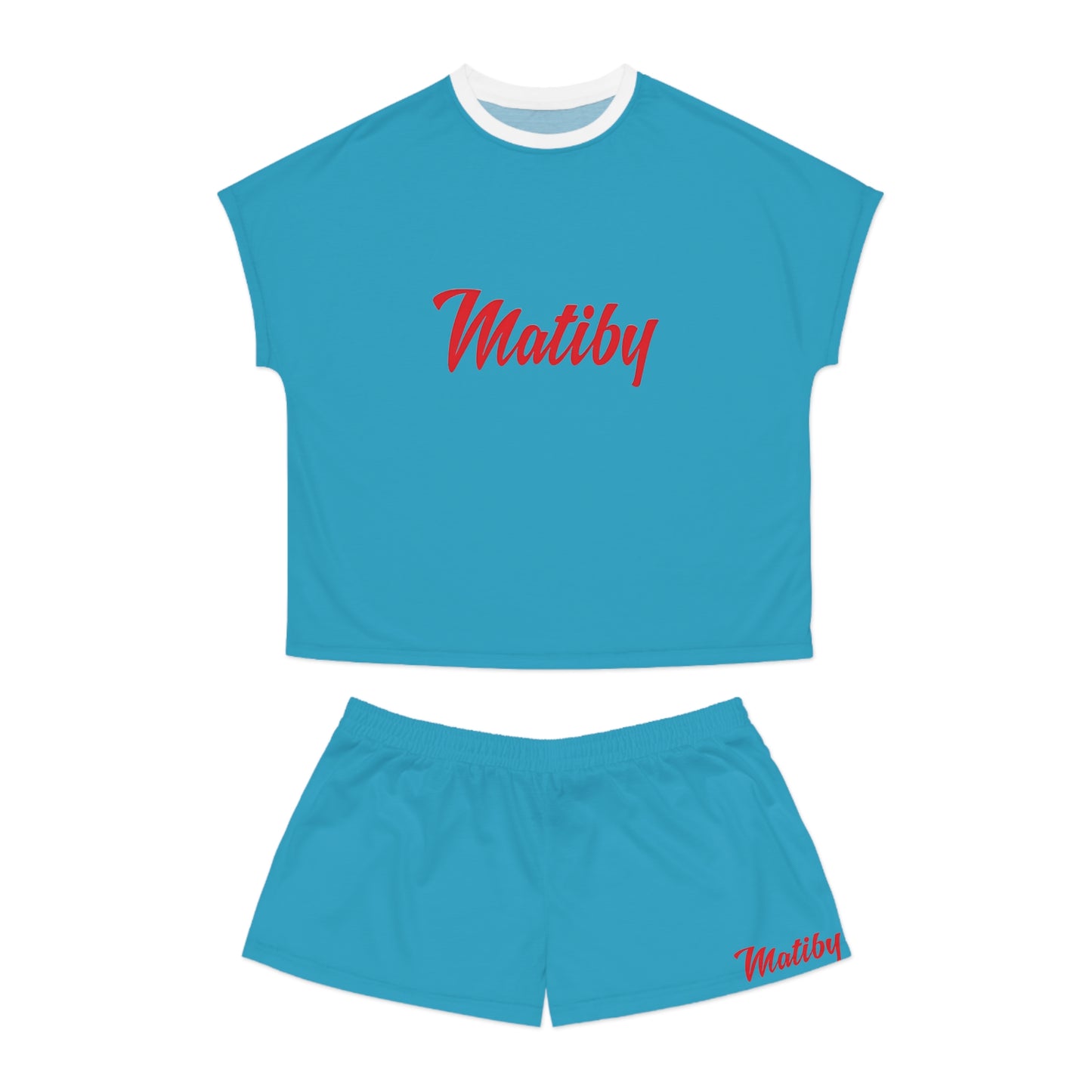 Matiby Women's Turquoise Short Pajama Set (AOP)