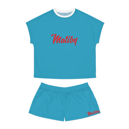 Matiby Women's Turquoise Short Pajama Set (AOP)