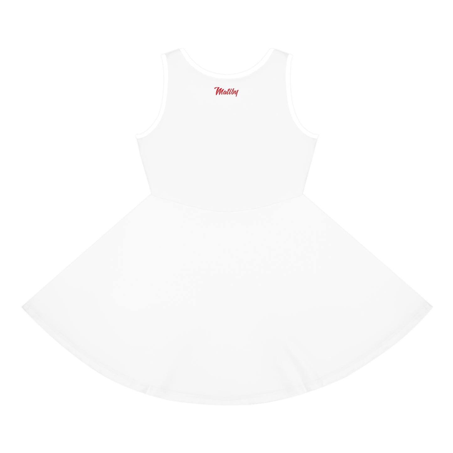 Girls' White Sleeveless Sundress (AOP)