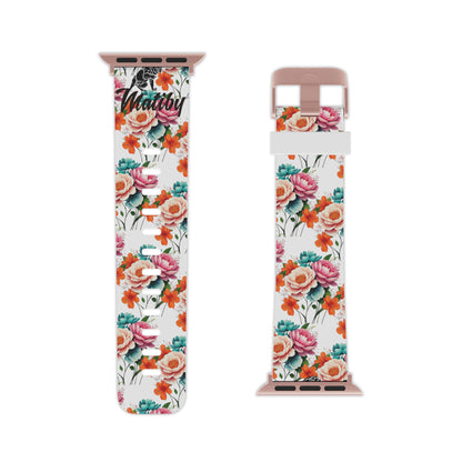 Matiby White Floral Watch Band for Apple Watch