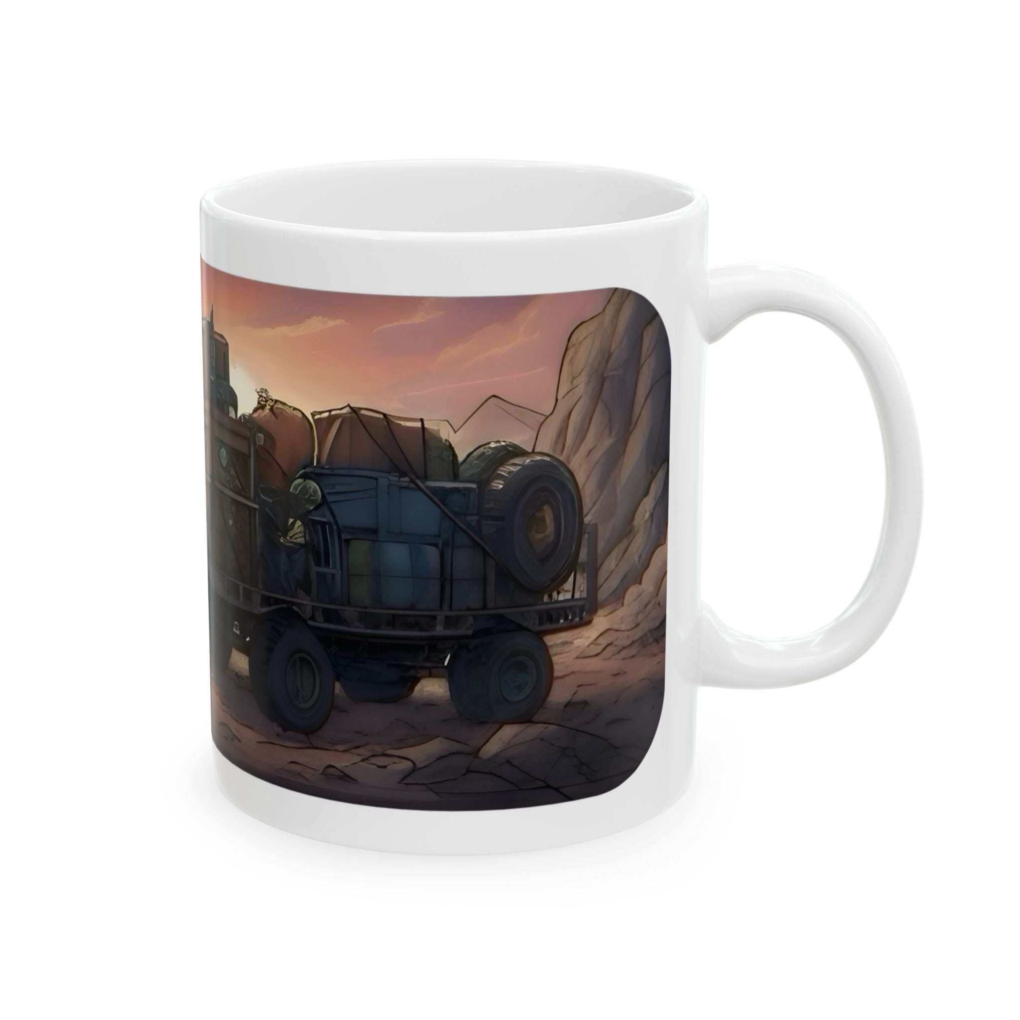 Adventure 4x4 Trucks #23, Utility Workers On The Go White Ceramic Mug — Find Your Path To The Essentials Cup (11oz & 15oz)