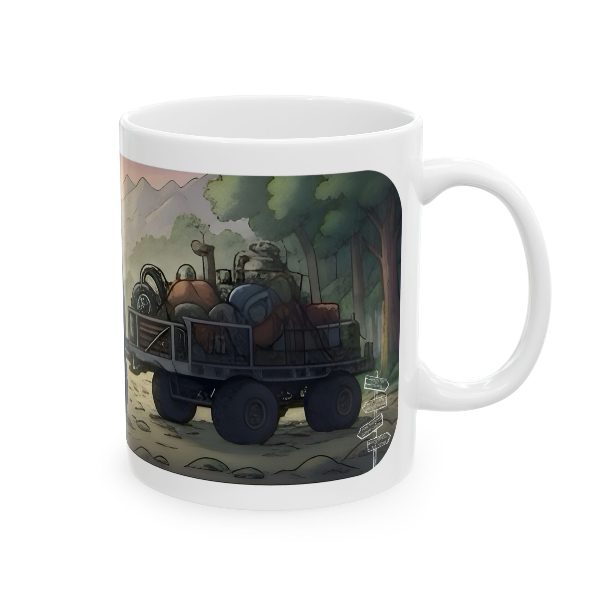 Adventure 4x4 Trucks #48, College Grads On The Move White Ceramic Mug — Find Your Path To The Essentials Cup (11oz & 15oz)
