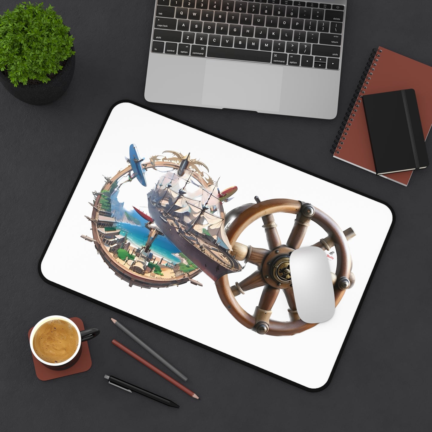 Nautical Desk Mat, White