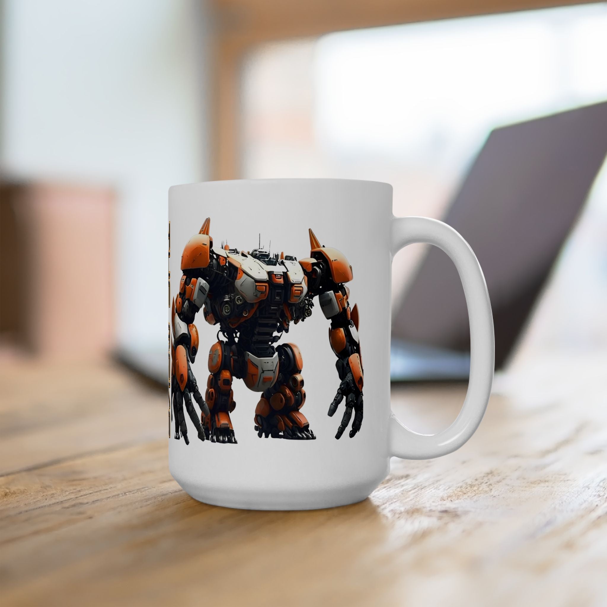 'The Meks' Sci‑Fi Mech Robot #10 White Ceramic Mug (11oz & 15oz) – Mech Tea Cup (11oz/15oz)
