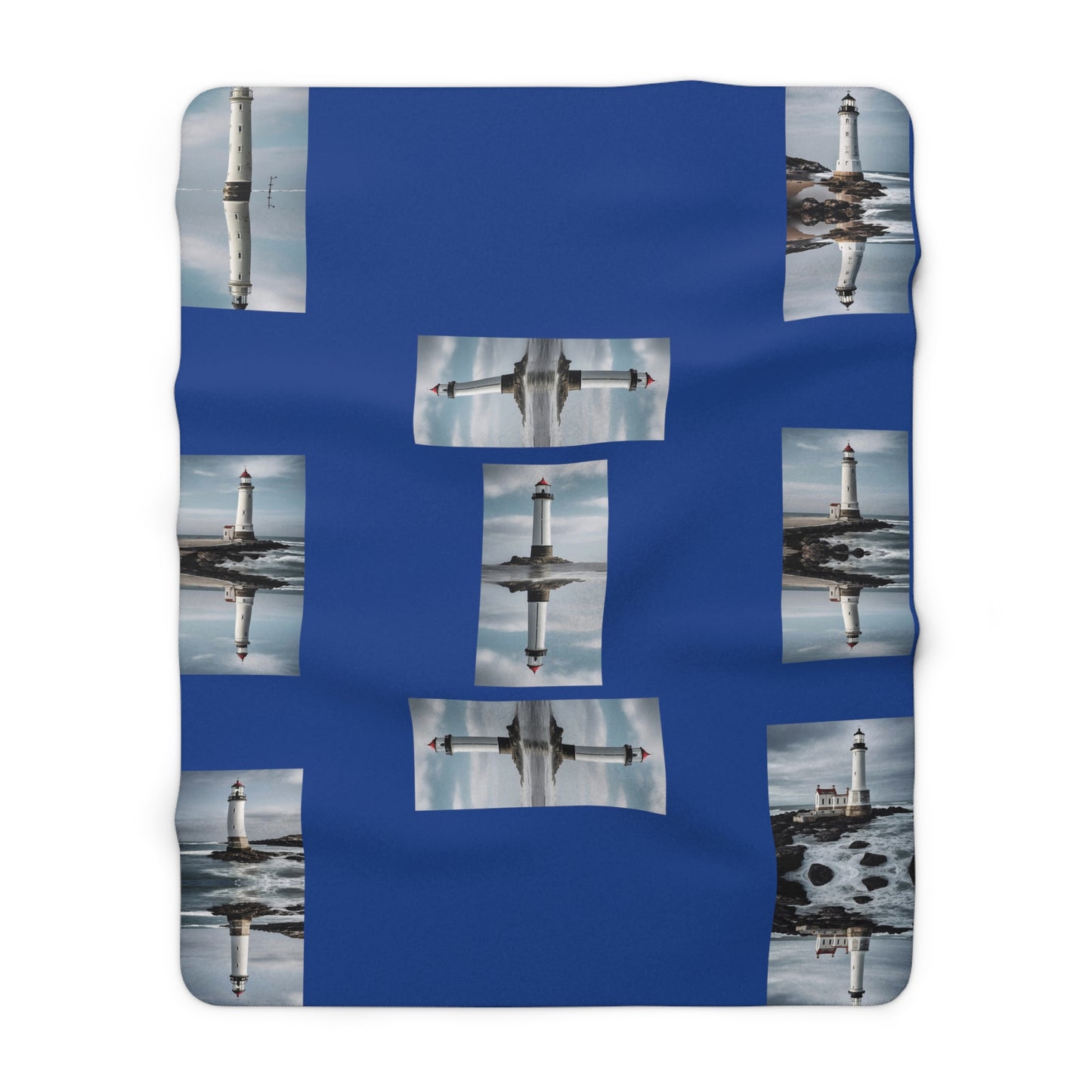 Matiby Lighthouse Blue Sherpa Fleece Blanket