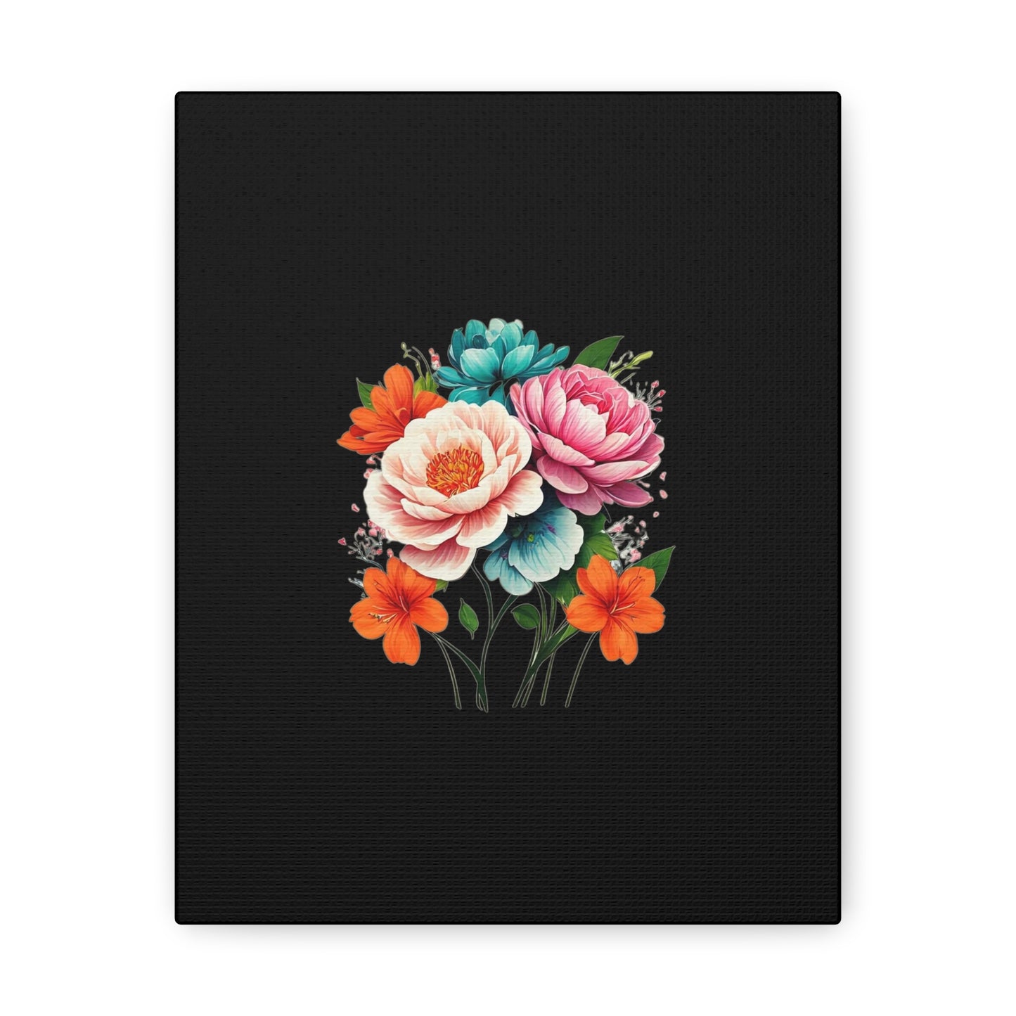 Floral Black Canvas Gallery Wraps