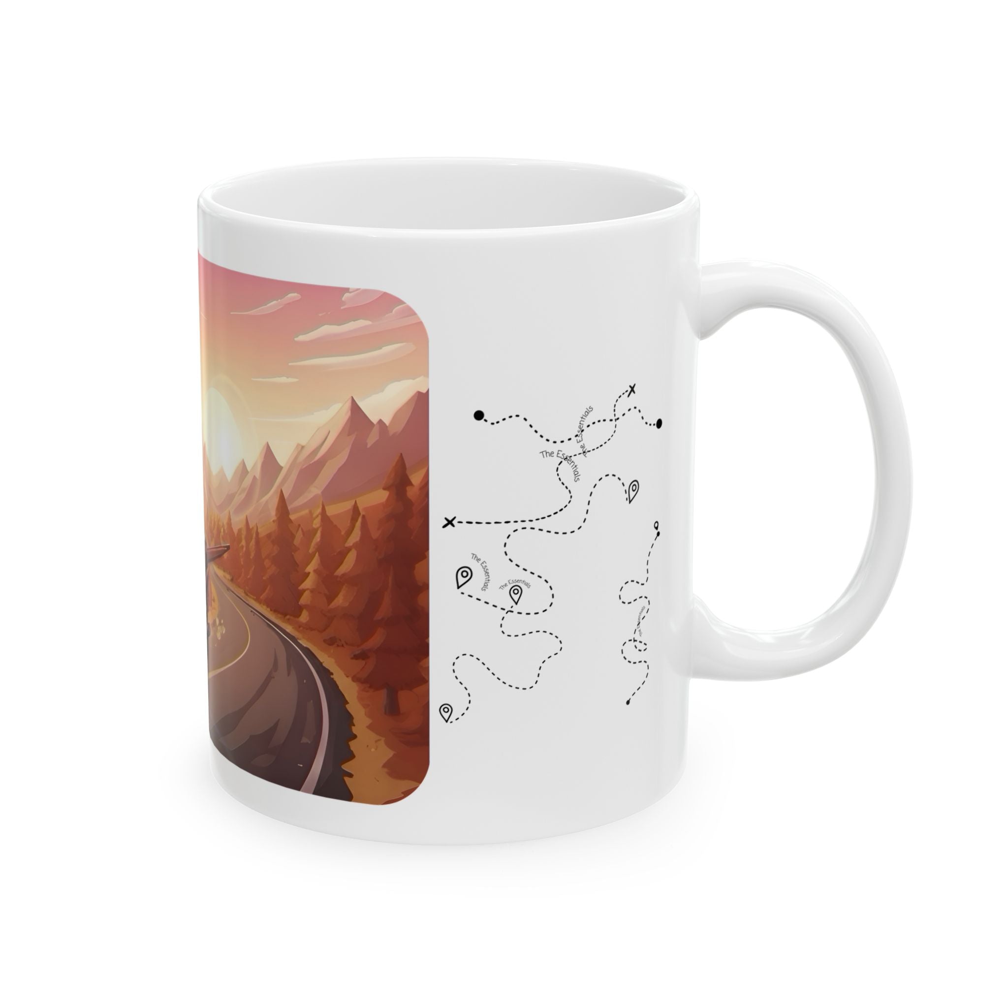 Open Road Sunset Vista White Ceramic Mug – Life’s Little Wonders Cup (11oz/15oz)