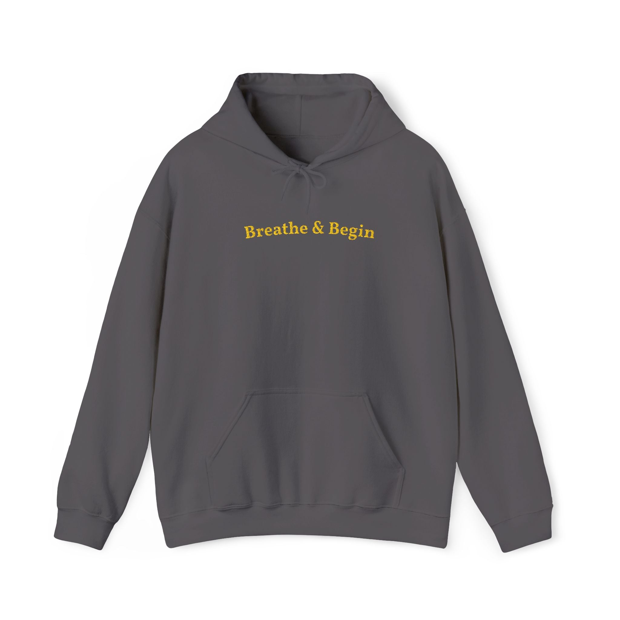Breathe & Begin Gold Embroidered Unisex Heavy Blend Hooded Sweatshirt, Strength And Hope Hoodie