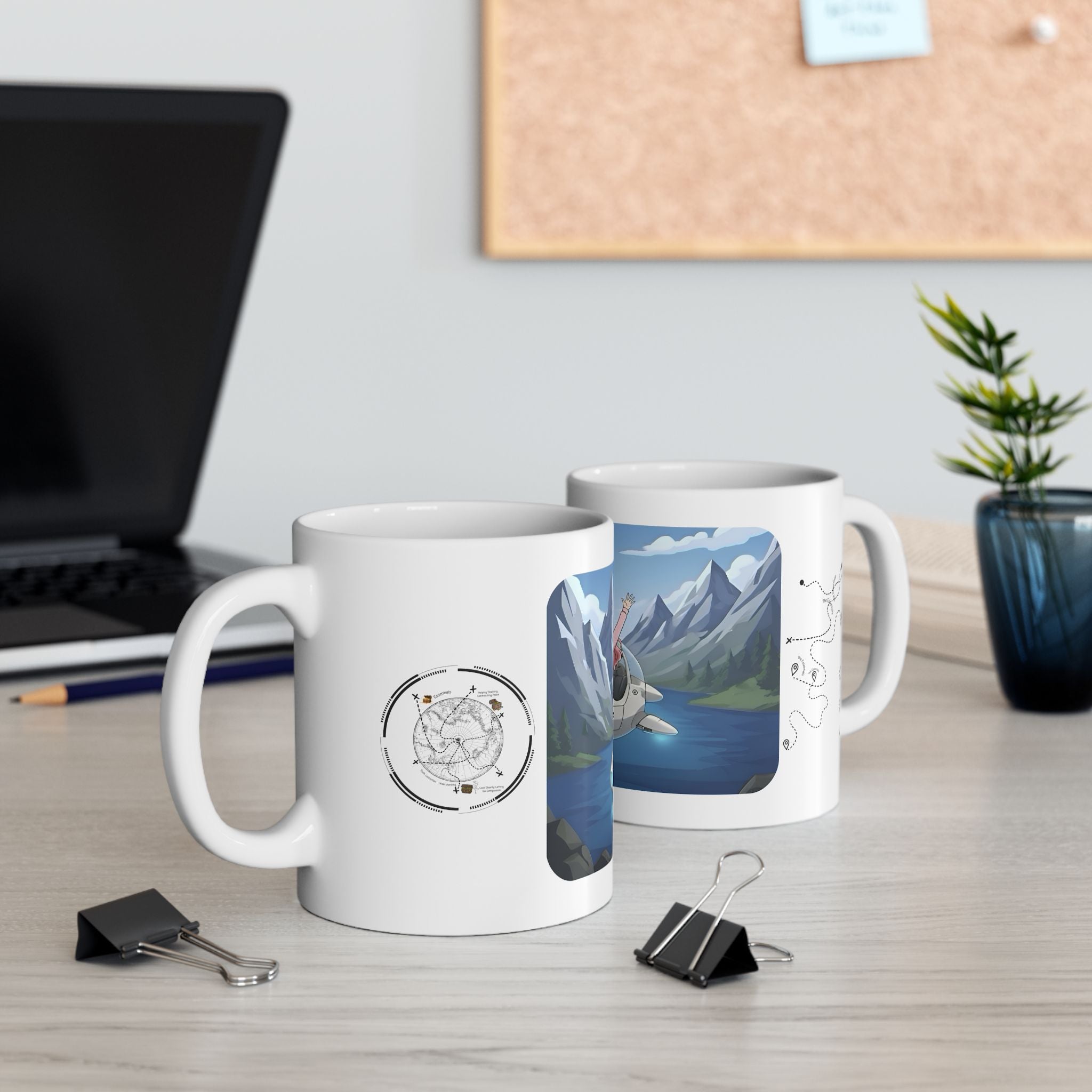 Mountain Lake Vista White Ceramic Mug – Life’s Little Wonders Cup (11oz/15oz)