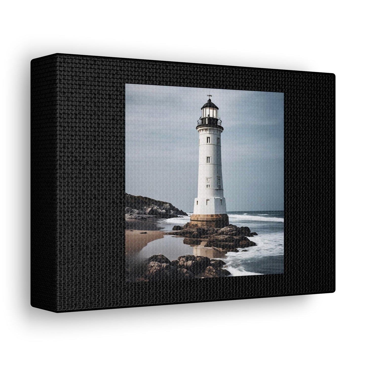 Lighthouse Black Canvas Gallery Wraps