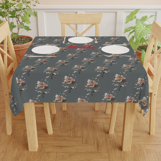 Matiby Dark Grey Flower Tablecloth