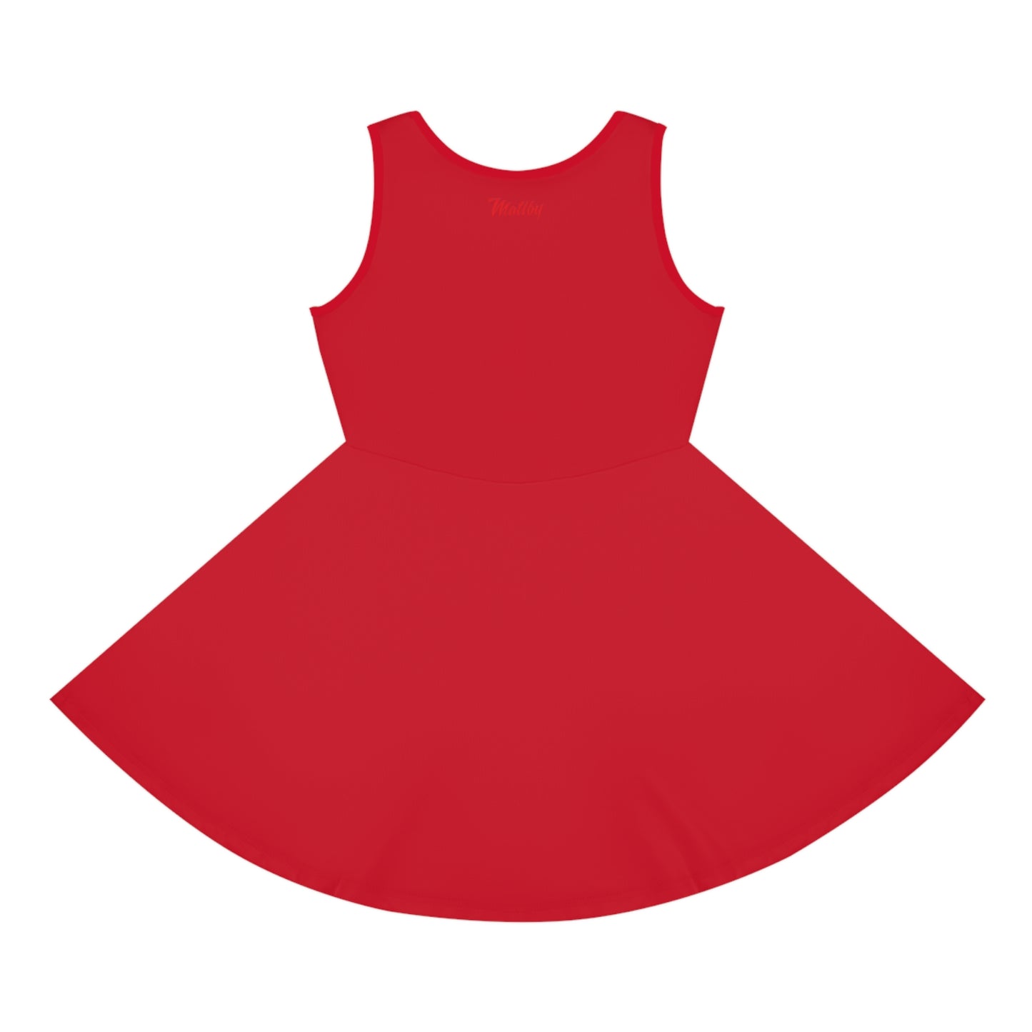 Girls' Dark Red Sleeveless Sundress (AOP)