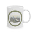 Bullet Train Cityscape Tea Cup – Vintage Skyline White Ceramic Mug (11oz & 15oz)