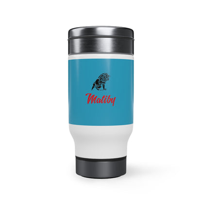 Turquoise Stainless Steel Travel Mug with Handle, 14oz