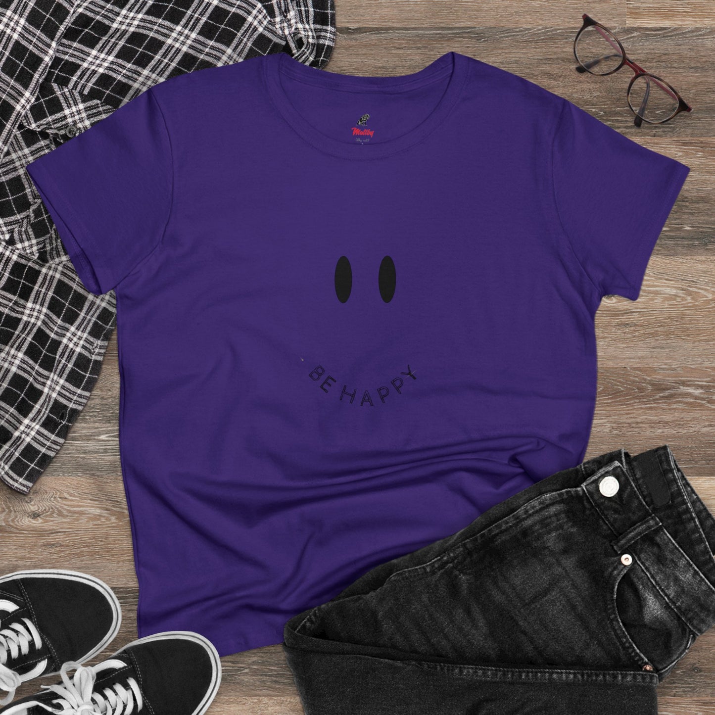 Women's Be Happy Midweight Cotton Tee