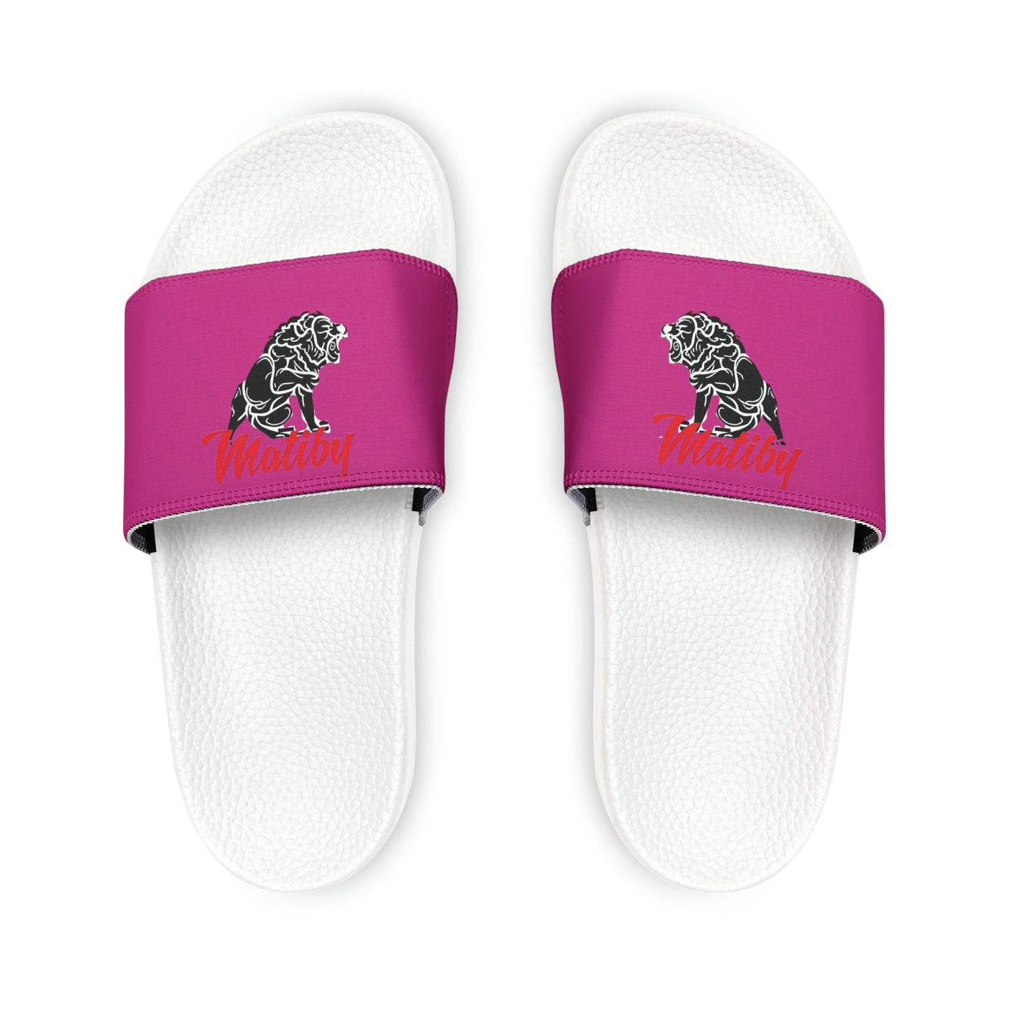 Men's Dark Pink PU Slide Sandals