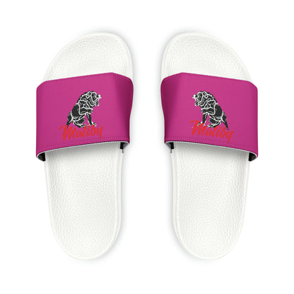 Men's Dark Pink PU Slide Sandals