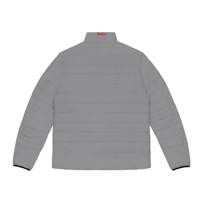 Men's Grey Puffer Jacket (AOP)