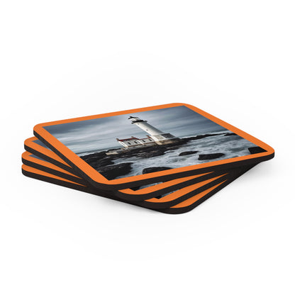 Matiby Lighthouse Orange Corkwood Coaster Set