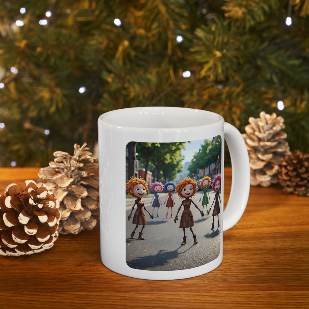 Autumn City Dolls White Ceramic Mug —Best Friend's Day Out Cup (11oz/15oz)