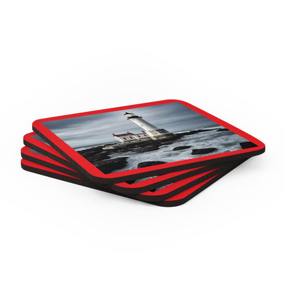 Matiby Lighthouse Red Corkwood Coaster Set