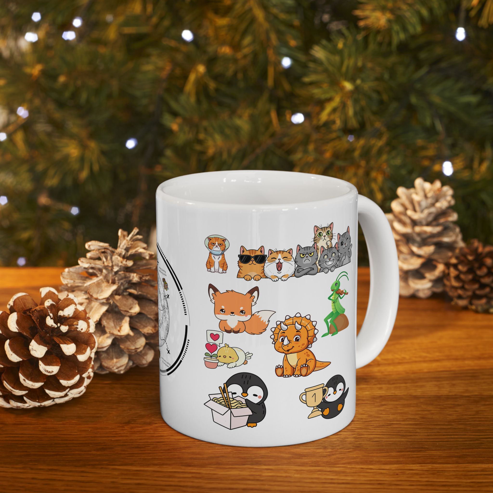 Playful & Cute Pets Decor #5 White Ceramic Mug — Adorable Animals To Brighten Your Day Cup (11oz & 15oz)