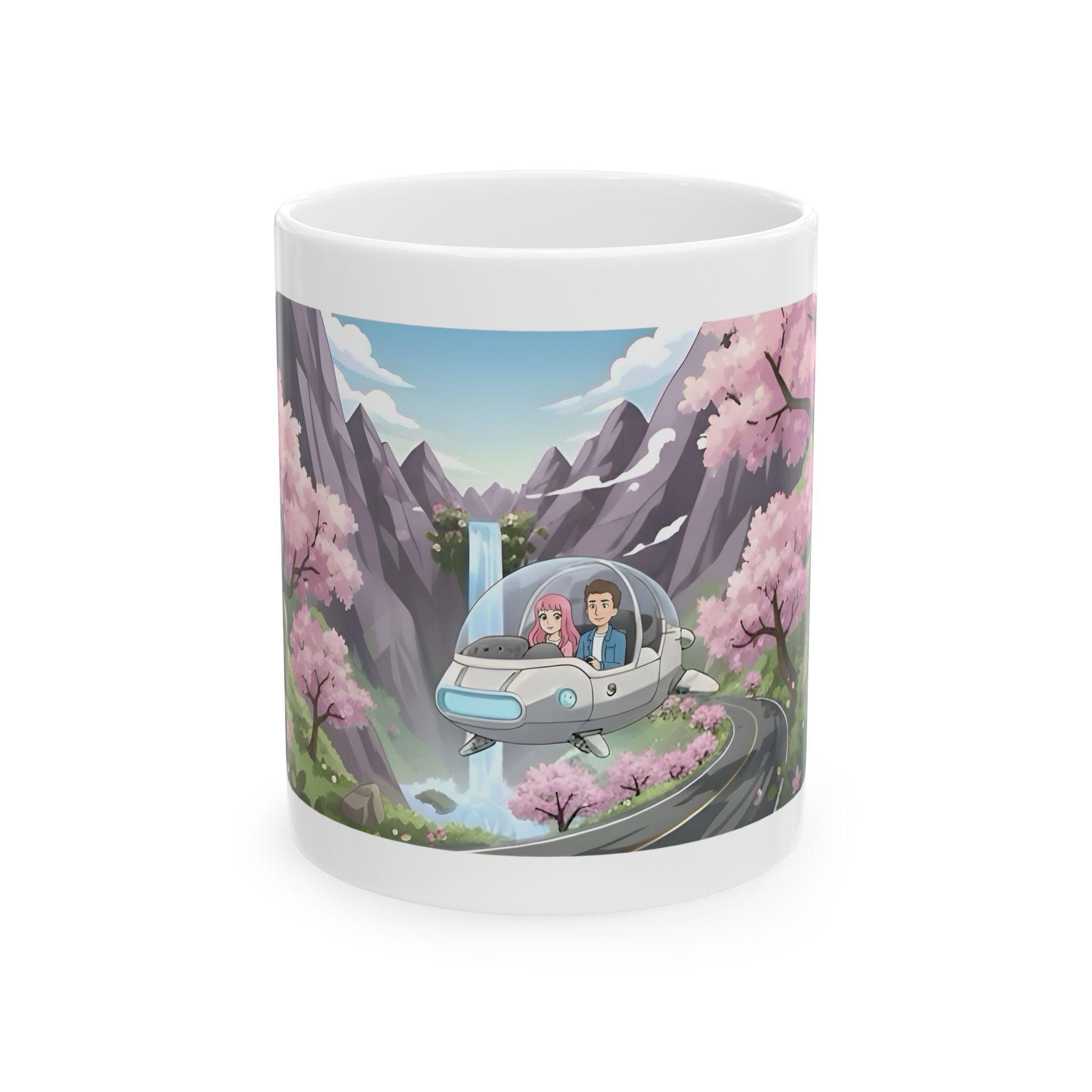 Sakura Mountain Vista White Ceramic Mug – Life’s Little Wonders Cup (11oz/15oz)