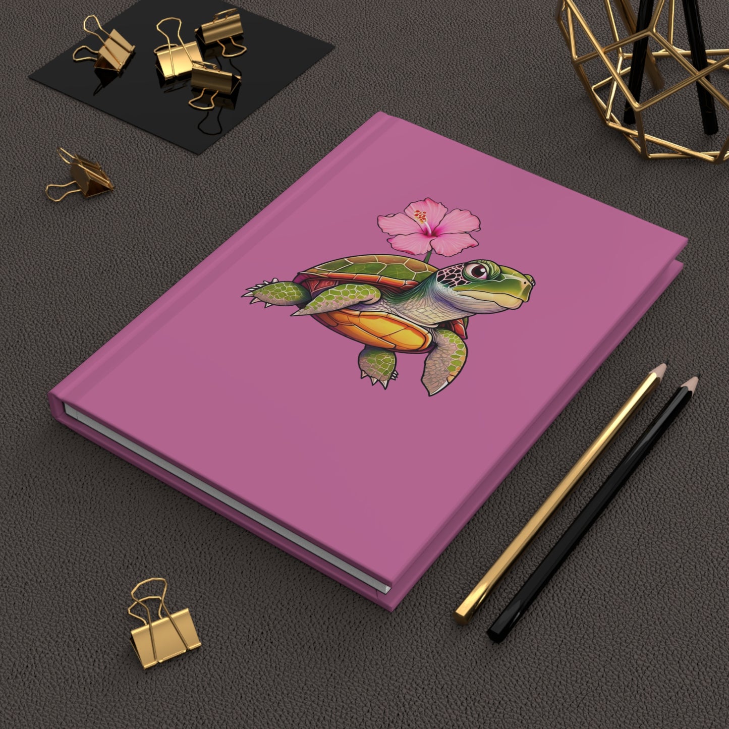 Turtle Rose Hardcover Journal Matte Light Pink