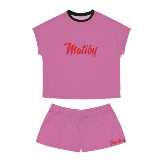 Matiby Women's Light Pink Short Pajama Set (AOP)