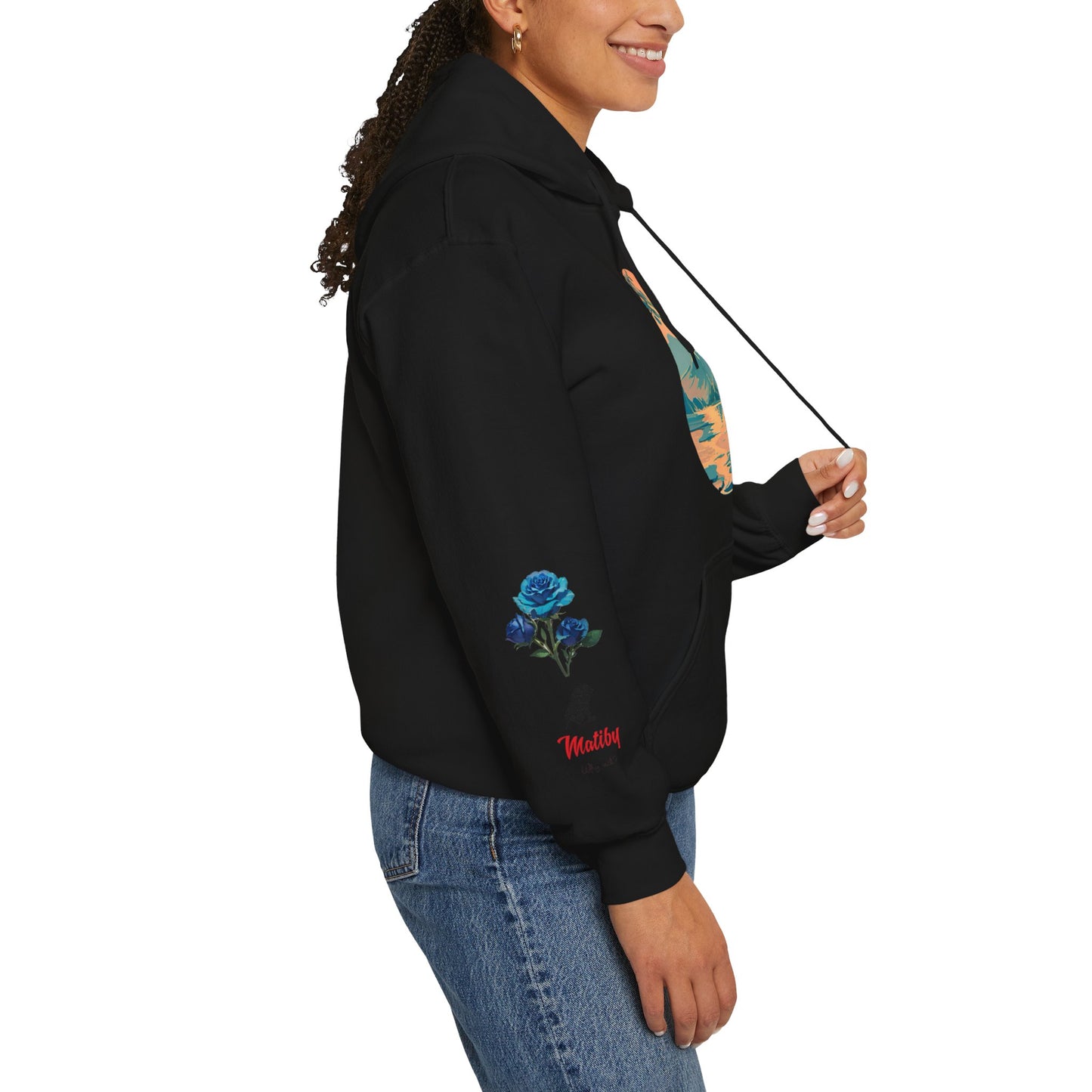 Japanese Blue Roses Landscape Unisex Heavy Blend™ Hooded Sweatshirt