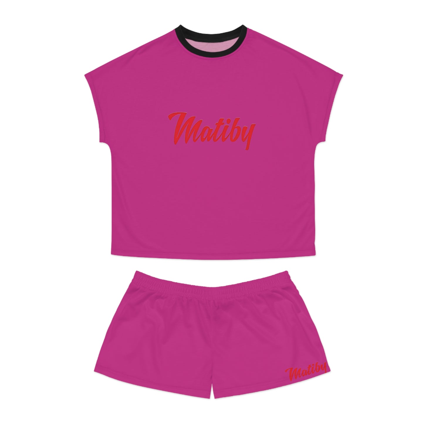 Matiby Women's Pink Short Pajama Set (AOP)