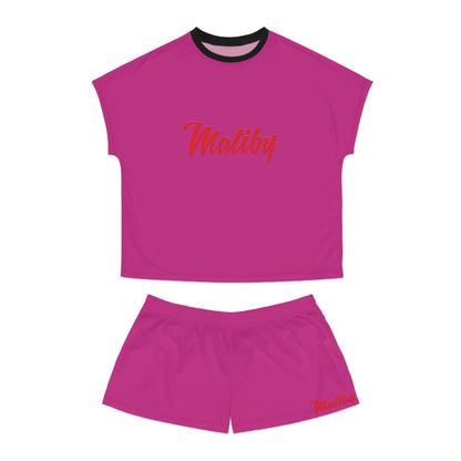 Matiby Women's Pink Short Pajama Set (AOP)