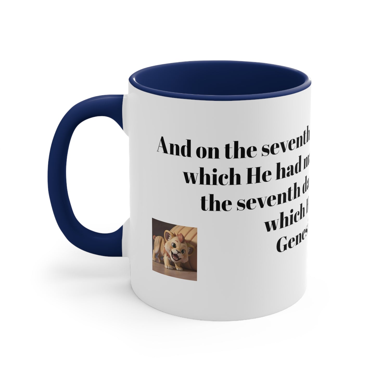 Bible Speaks Gen 2:2 Accent Mug, 11oz