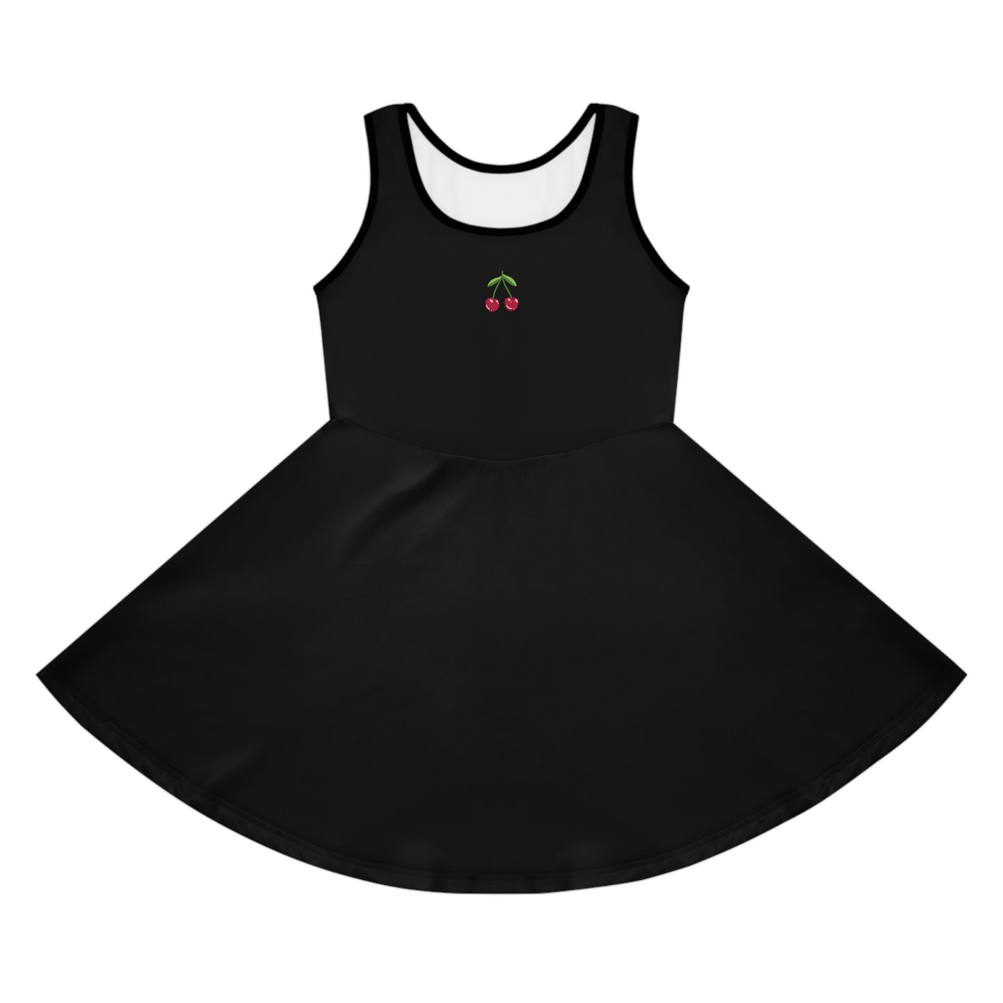 Girls' Black Sleeveless Sundress (AOP)