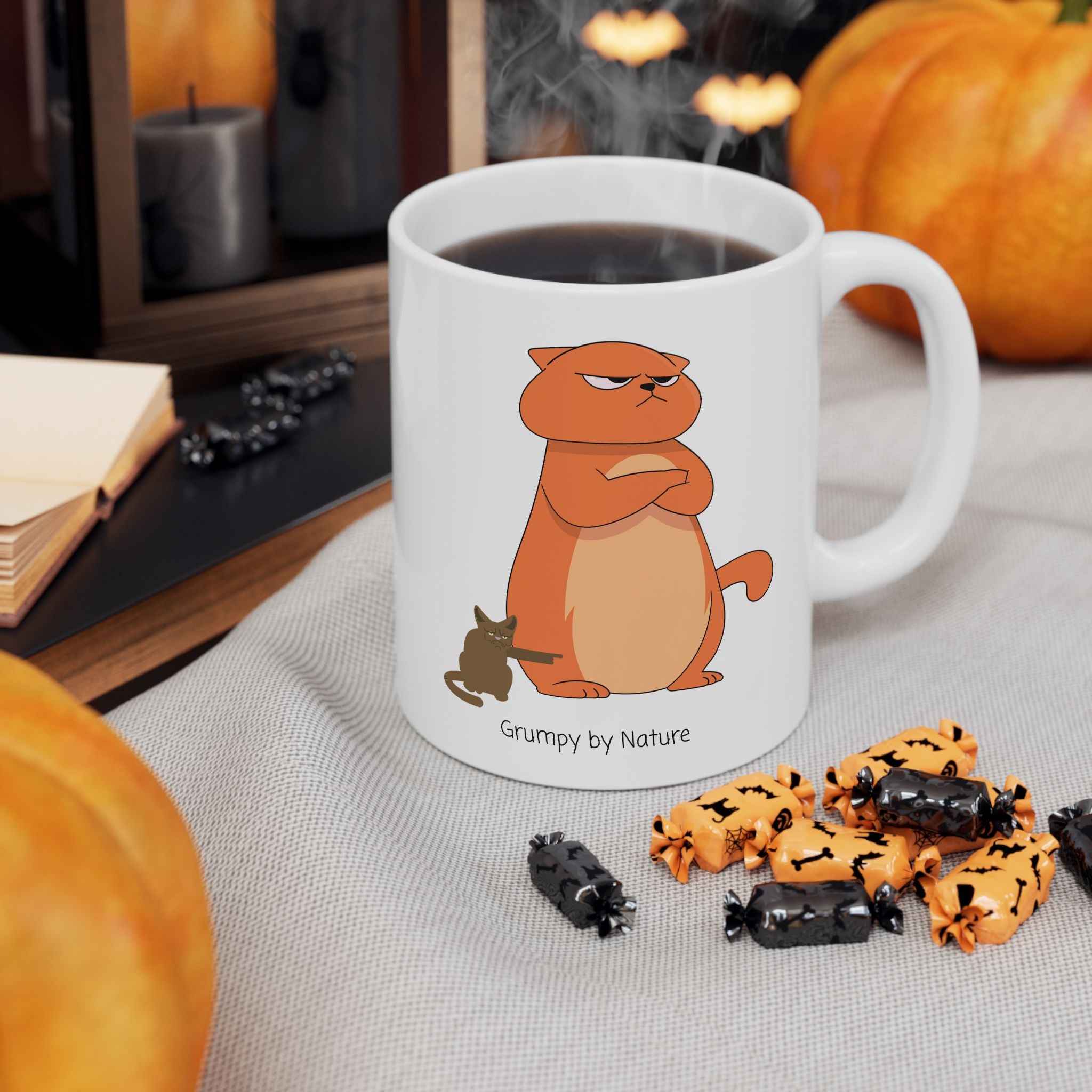Grumpy By Nature Cat Lover White Ceramic Mug — Bossy Cats Cup 11oz & 15oz