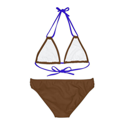 Brown Strappy Bikini Set (AOP)