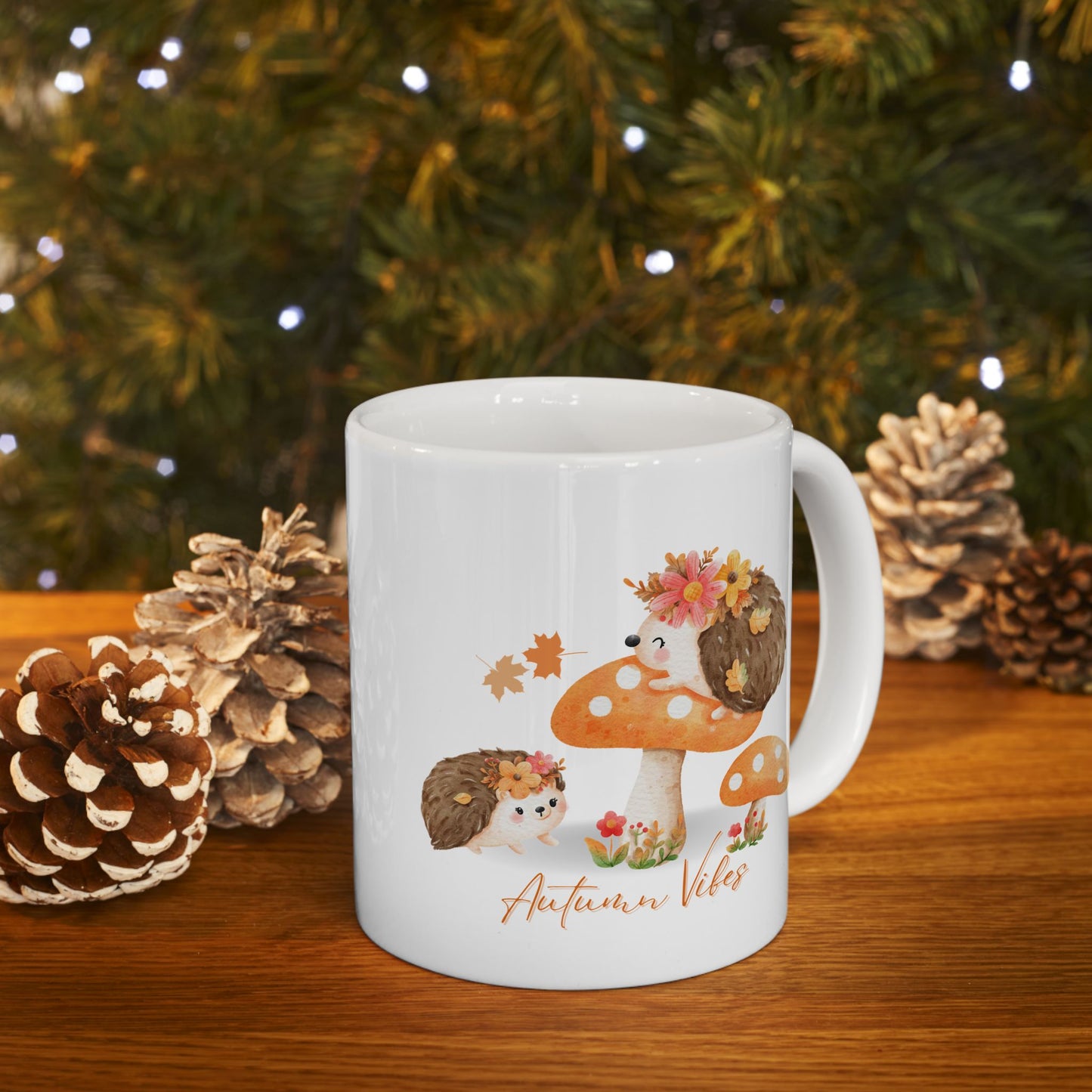 Journeys Cute Hedgehog Autumn Vibes Gift Ceramic Mugs, Gifts for Pet Lovers, Mugs for Hedgehog Lovers, Cute Seasonal Mugs, Mug for All Occasions, Thanksgiving Mug