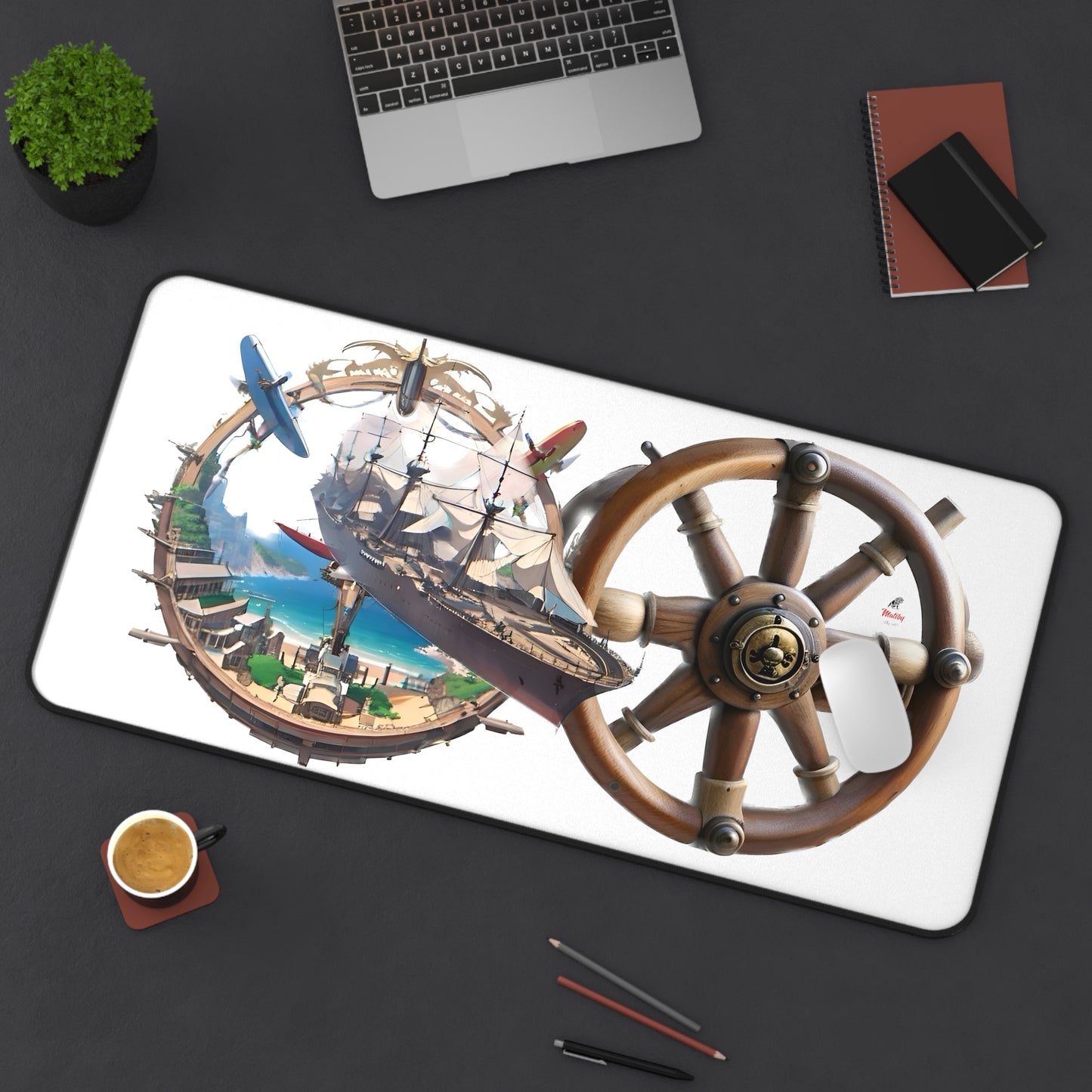 Nautical Desk Mat, White